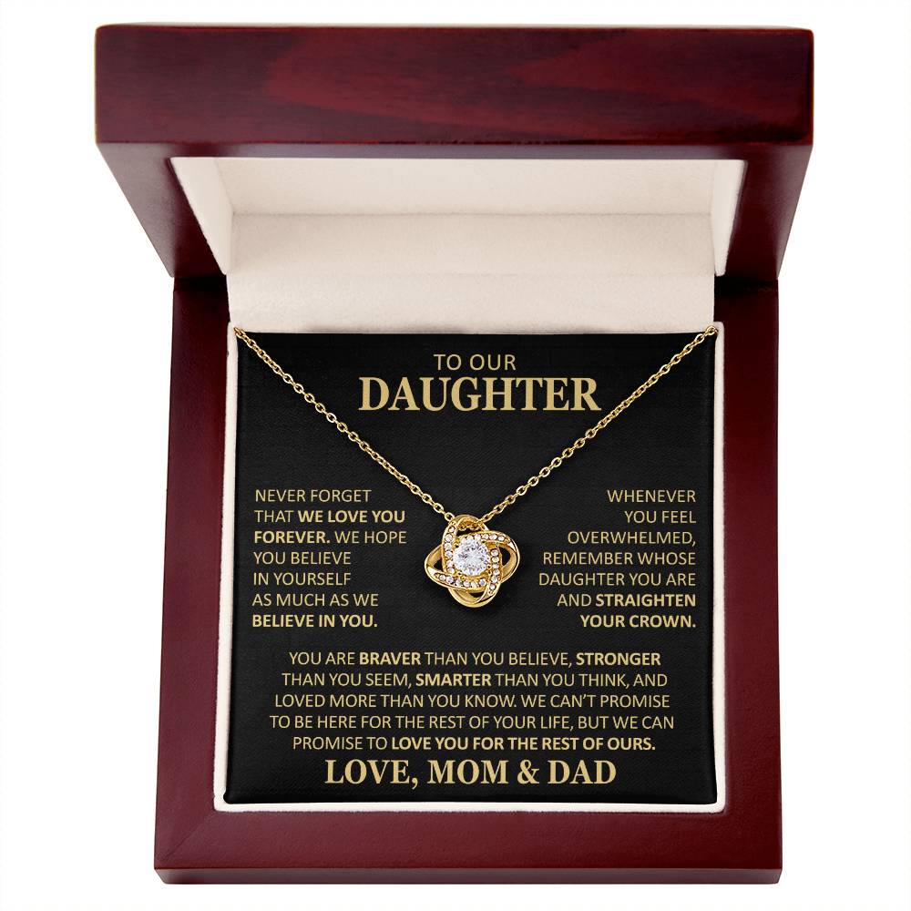 Beautiful Gift For Daughter From Mom And Dad Never Forget That We Love You Necklace Love Knot Necklace