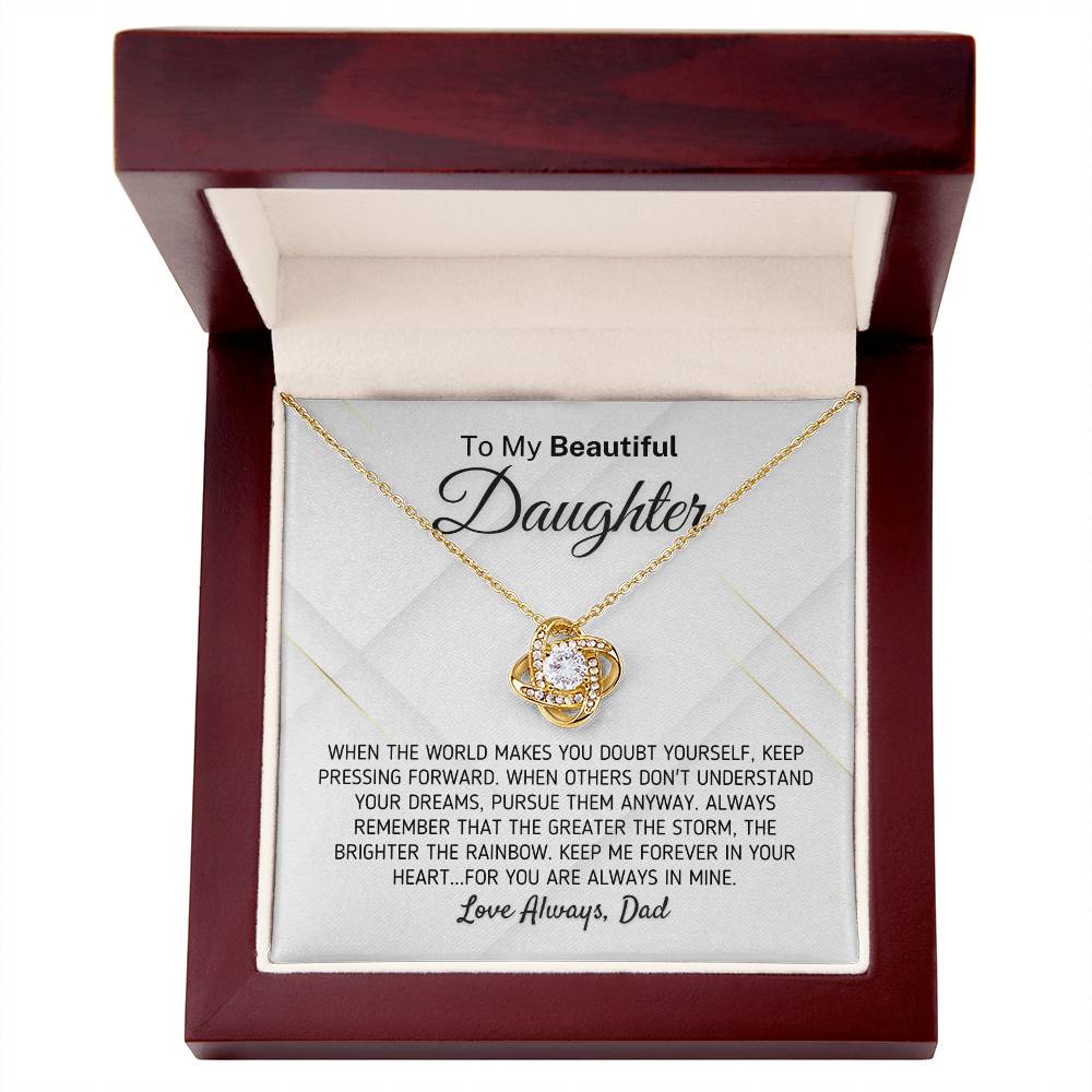 Gift For Daughter - The Greater The Storm Love Dad Necklace Love Knot Necklace