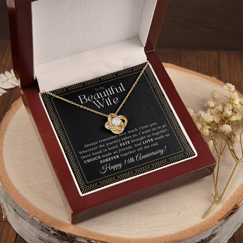 14 Year Anniversary Gift For Wife  14 Year Anniversary Gifts 14 Year Wedding Anniversary Gift Ideas 14Th Wedding Anniversary Gift F Love Knot Necklace