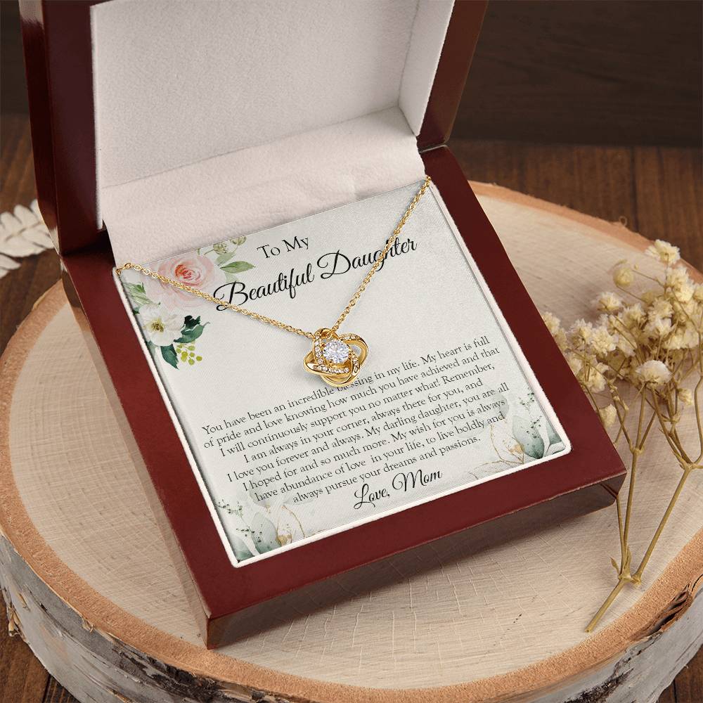To My Daughter Necklace Gift For Daughter From Mom Sentimental Gift Love Knot Necklace