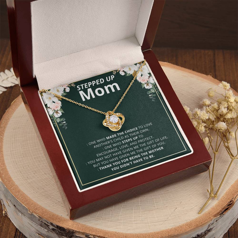 To My Step Mom Stepped Up Mom Necklace Gift For Bonus Mom Second Mom Birthday Mother's Day Gift Love Knot Necklace