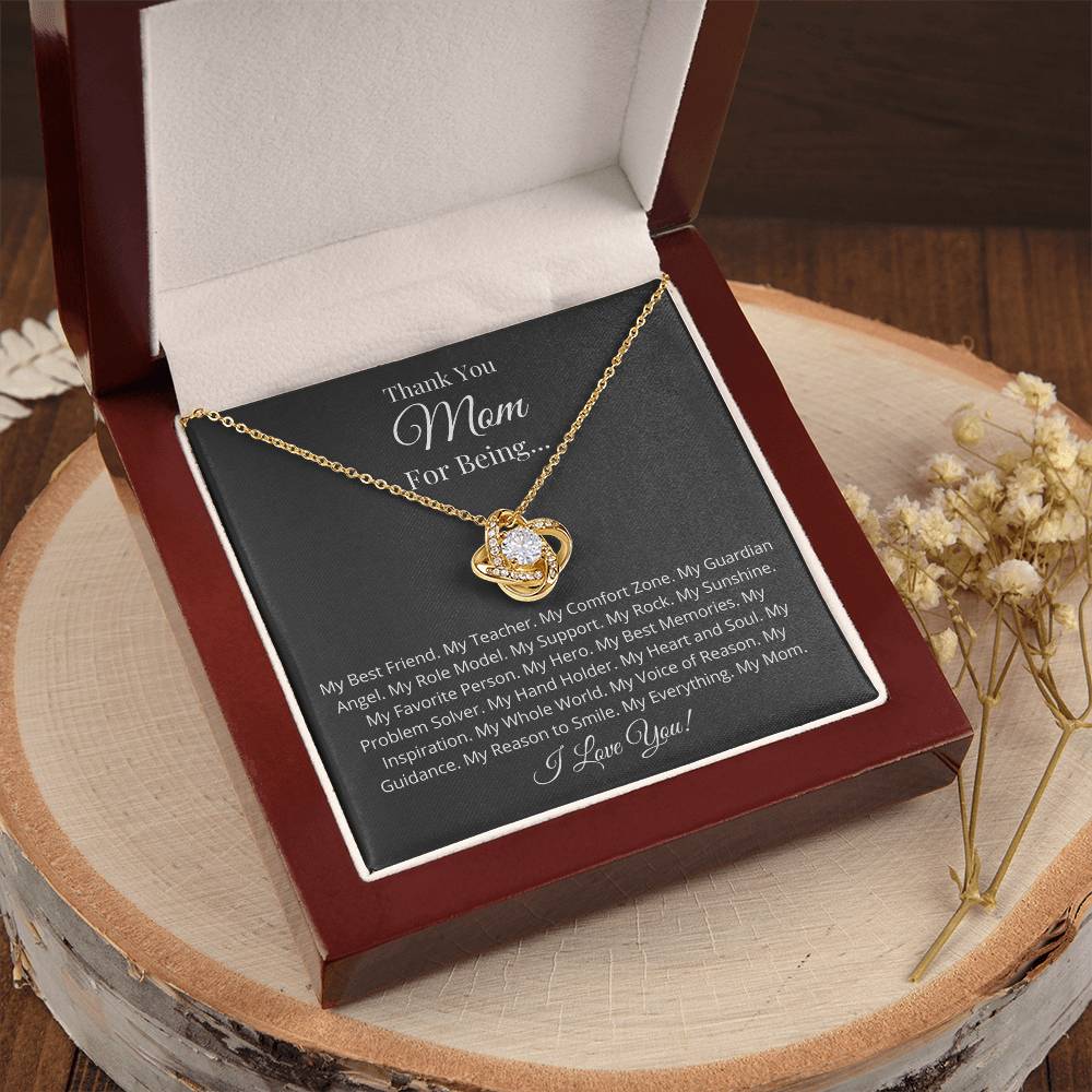 Thank You Mom For Being... Love Knot Necklace
