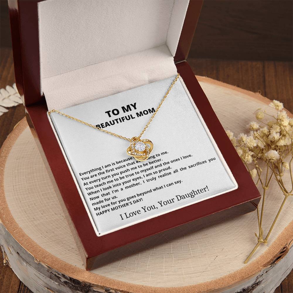 I Love You Mom Love Knot Necklace