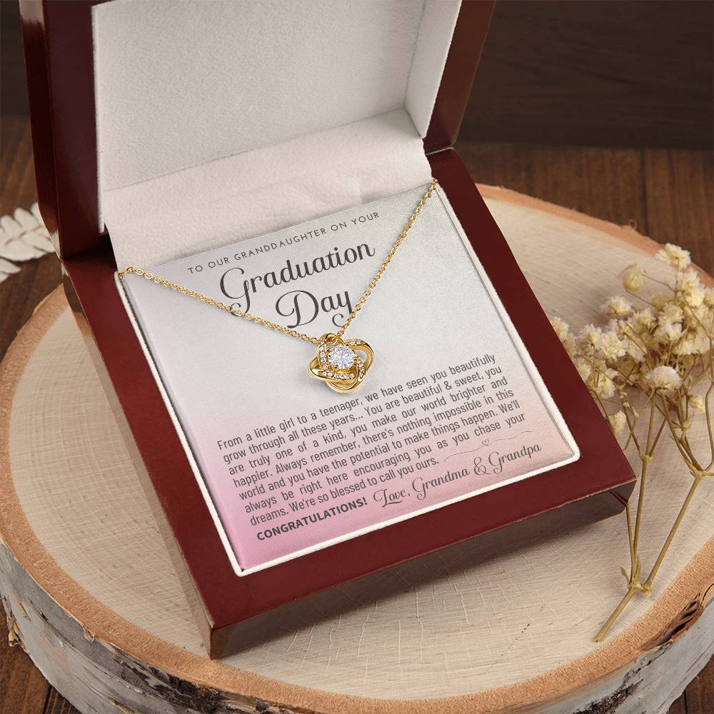 Granddaughter Graduation Gift From Grandma & Grandpa Gift For Granddaughter Graduation Granddaughter Graduation Love Knot Necklace