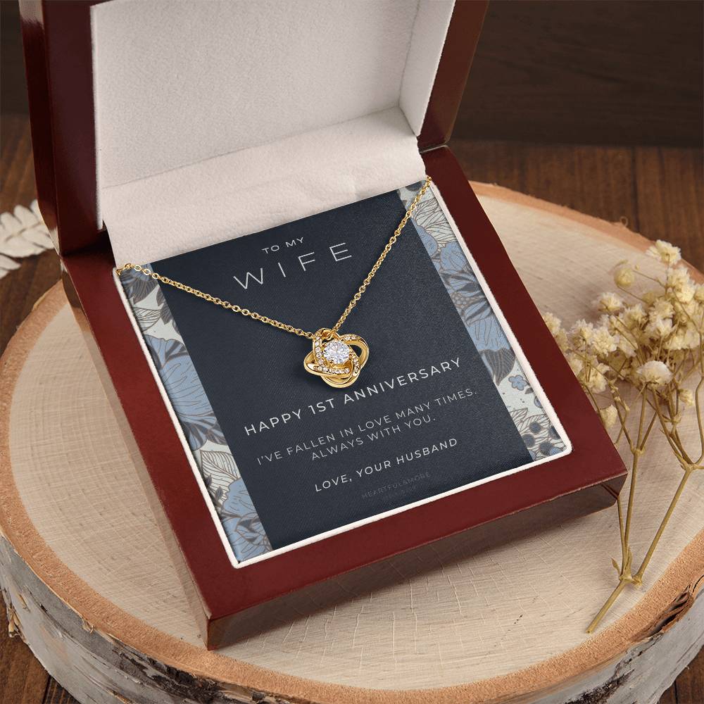 1 Year Anniversary Gift For Wife  1 Year Anniversary Gifts  1 Year Wedding Anniversary Gift Ideas  1St Wedding Anniversary Gift F(7) Love Knot Necklace