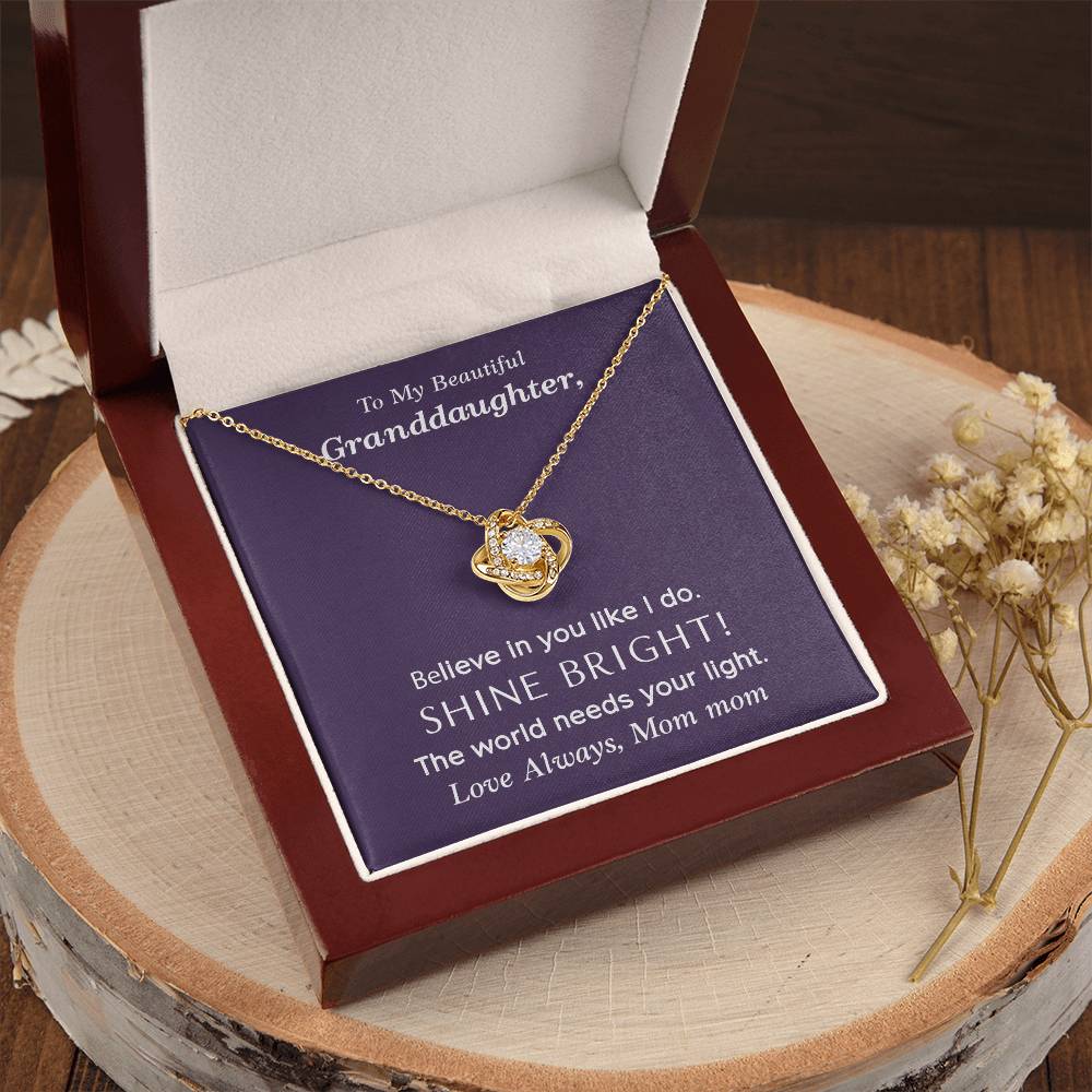 To My Beautiful Granddaughter Love Knot Necklace