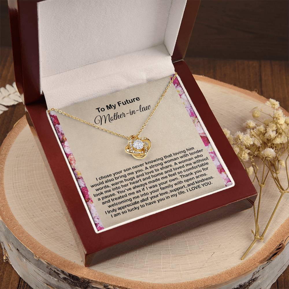 To My Mother In Law Necklace From Daughter Gift To Mother-In-Law For Christmas Birthday Mother's Day Message Card To Mom-In-Law Love Knot Necklace