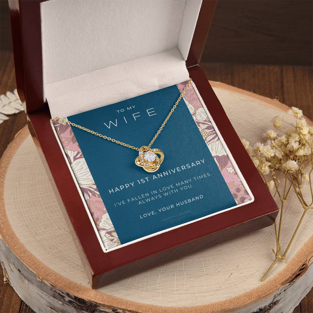 1 Year Anniversary Gift For Wife  1 Year Anniversary Gifts  1 Year Wedding Anniversary Gift Ideas  1St Wedding Anniversary Gift F(8) Love Knot Necklace