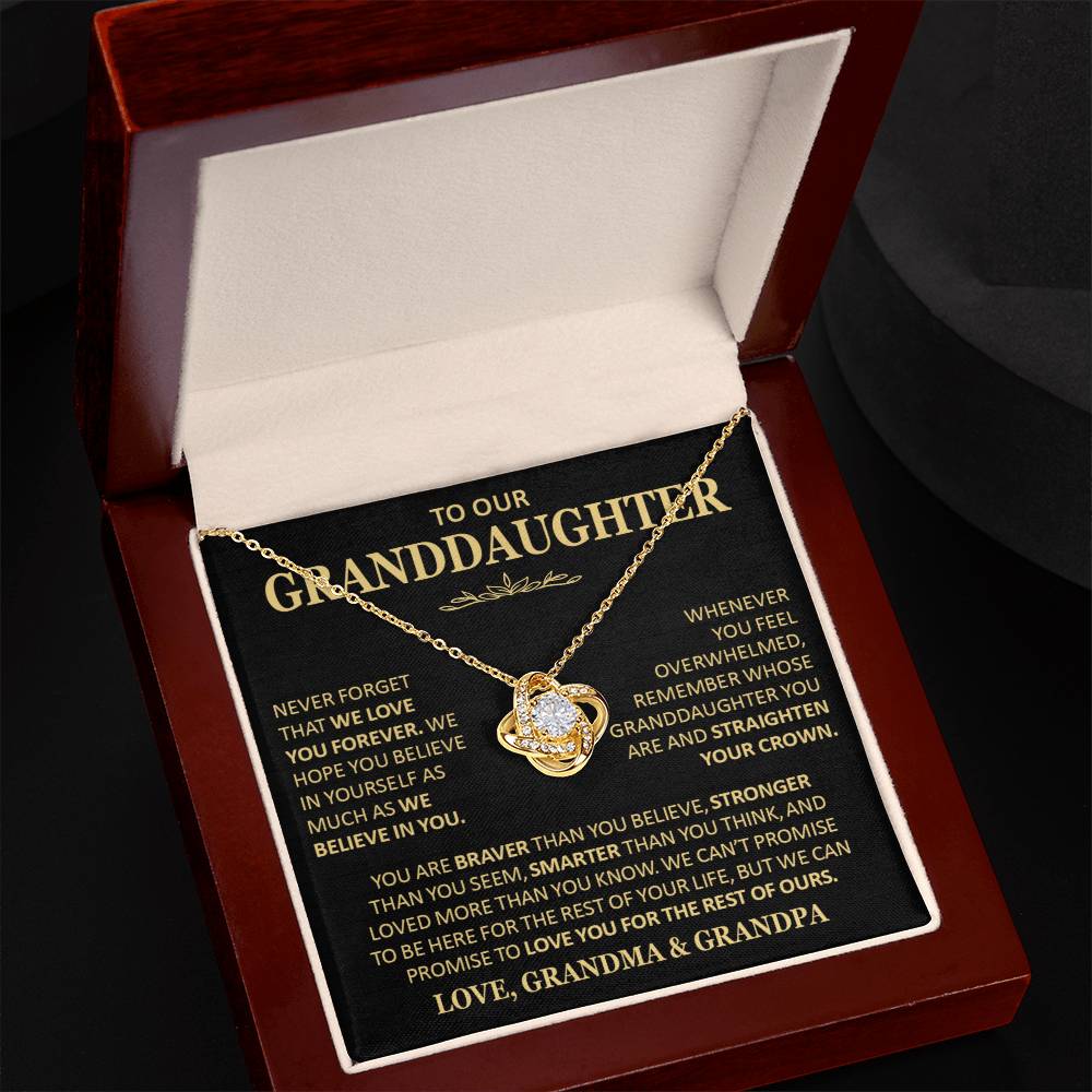 Beautiful Gift for Granddaughter From Grandma and Grandpa Never Forget That We Love You Necklace Love Knot Necklace
