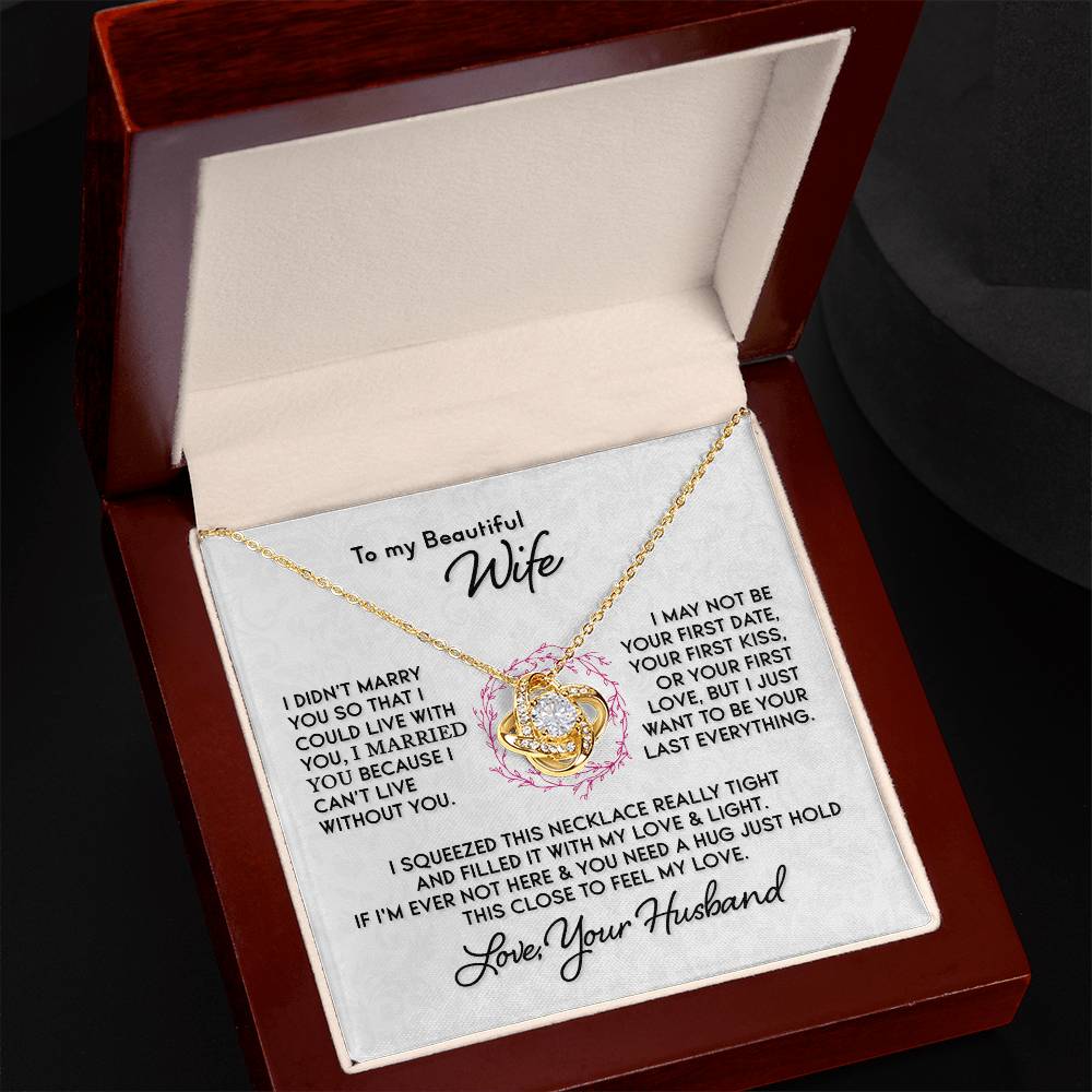 Beautiful Gift For Wife I Can't Live Without You Knot Necklace Love Knot Necklace