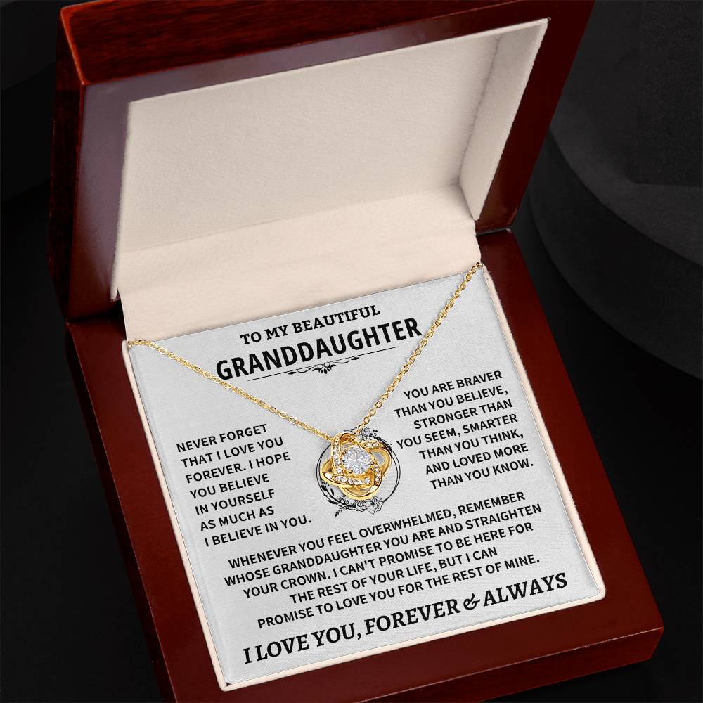 Beautiful Granddaughter Gift Love Knot Necklace