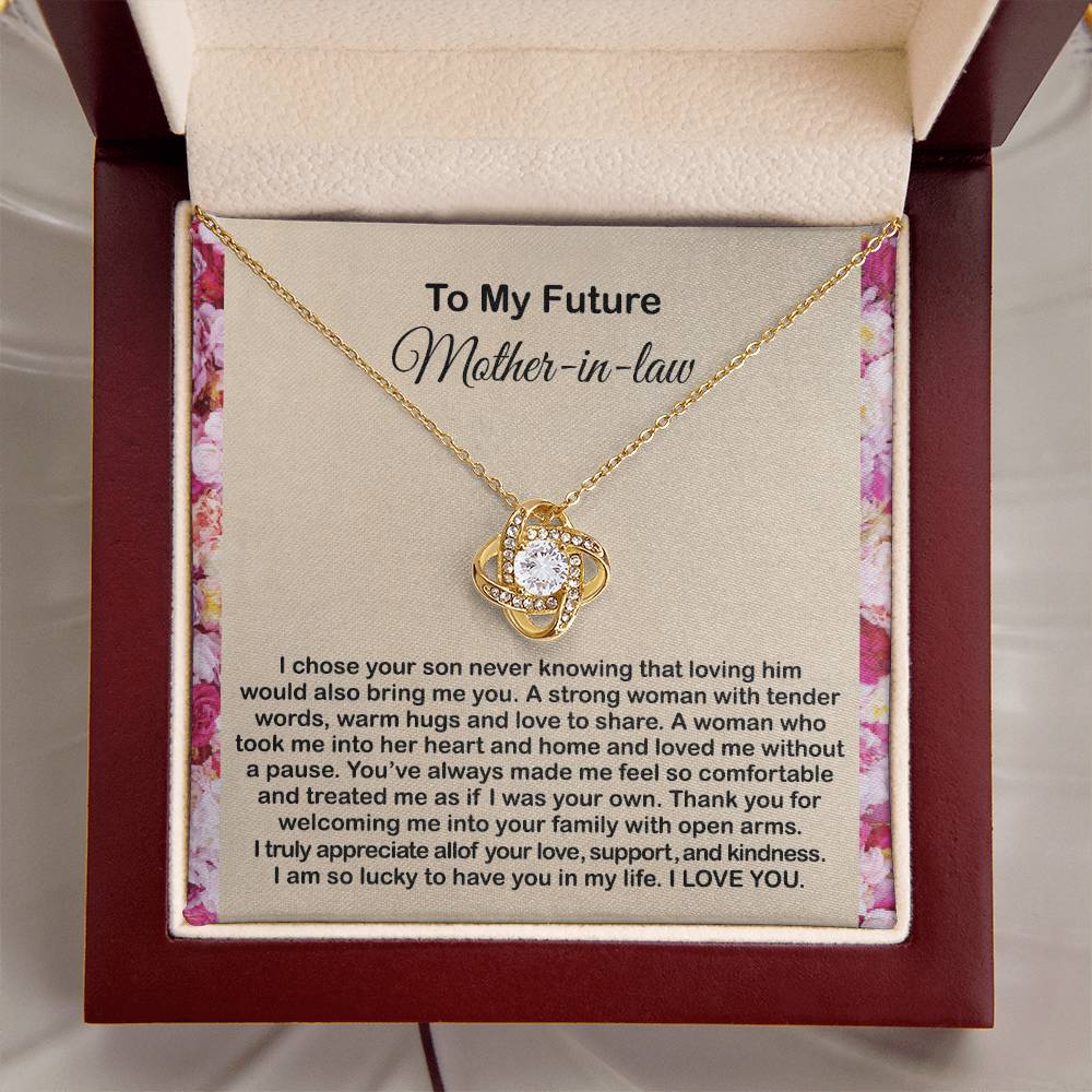 To My Mother In Law Necklace From Daughter Gift To Mother-In-Law For Christmas Birthday Mother's Day Message Card To Mom-In-Law Love Knot Necklace