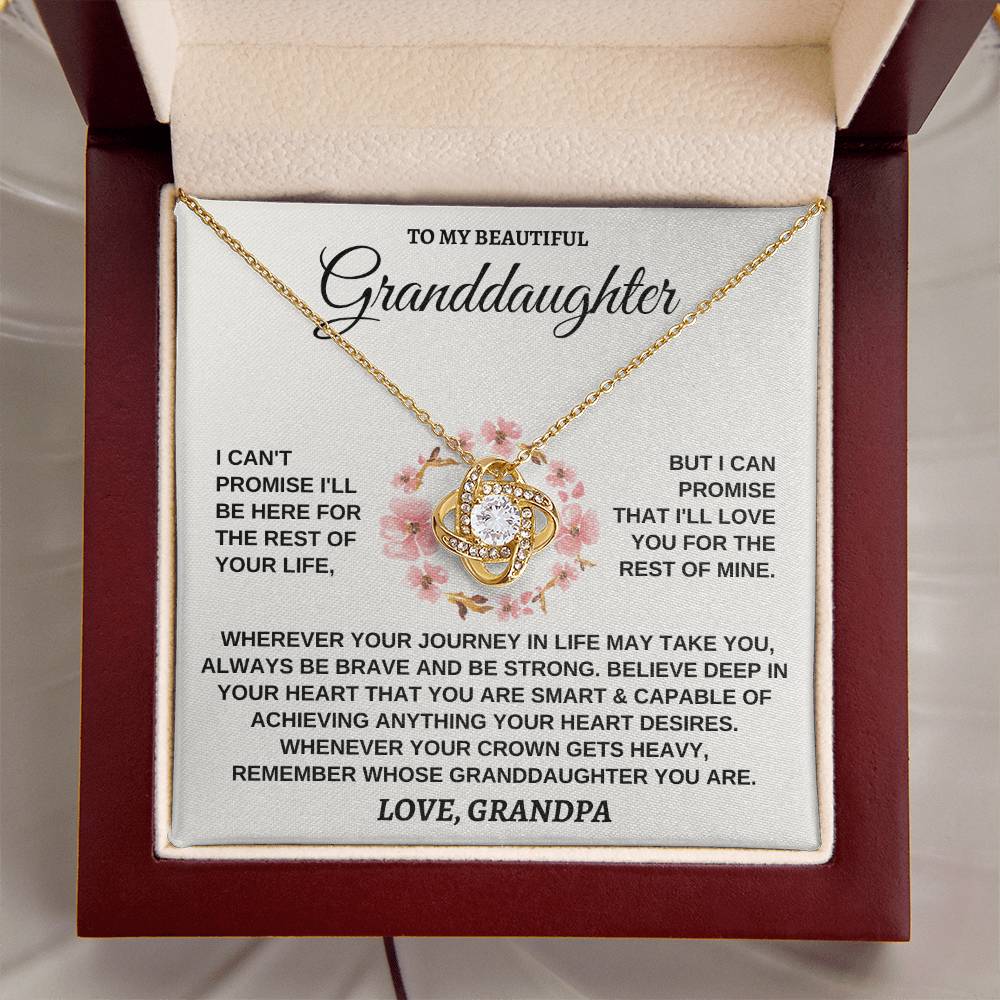 To My Beautiful Granddaughter Necklace Gift For Granddaughter From Grandpa Granddaughter Birthday Graduation Jewelry Gift Love Knot Necklace