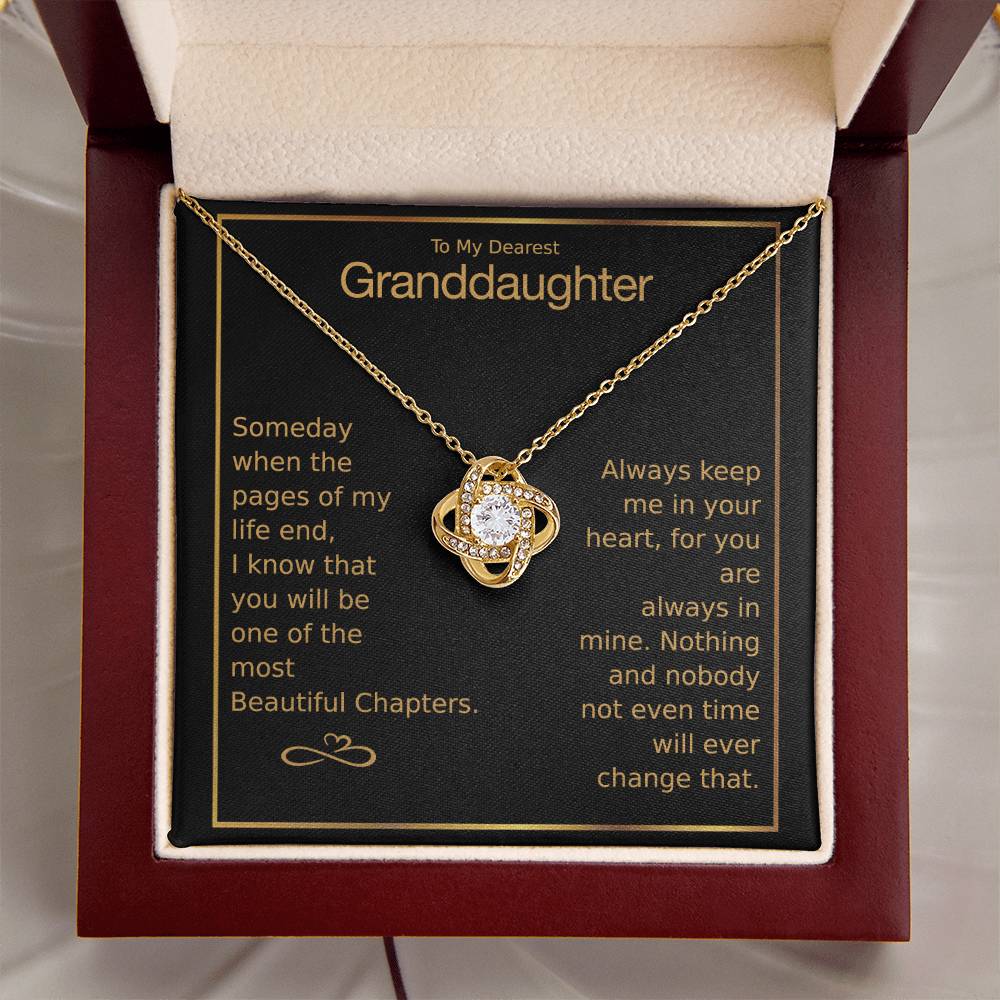 To My Dearest Granddaughter Love Knot Necklace Love Knot Necklace