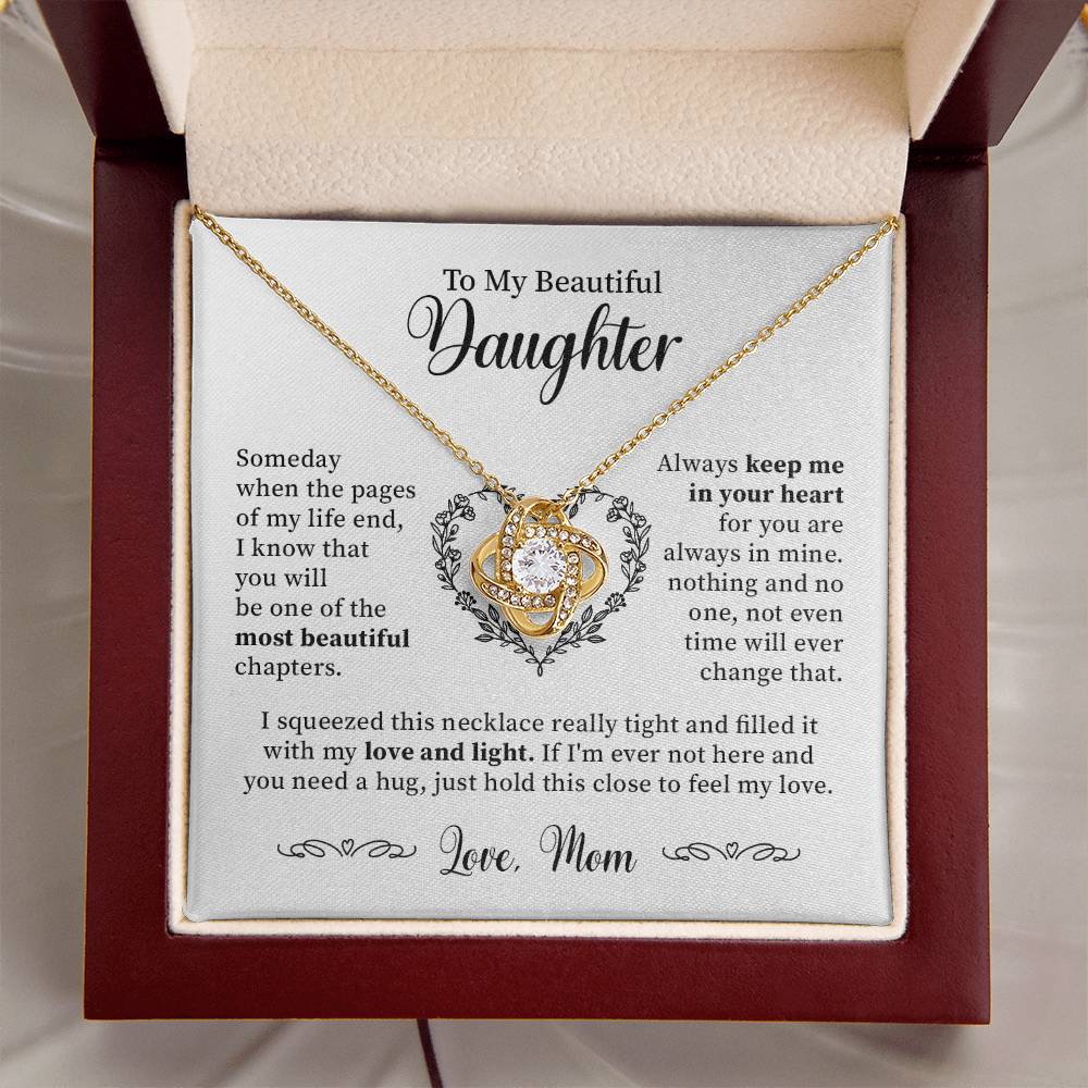 To My Beautiful Daughter - Keep Me In Your Heart - Love Knot Necklace Love Knot Necklace