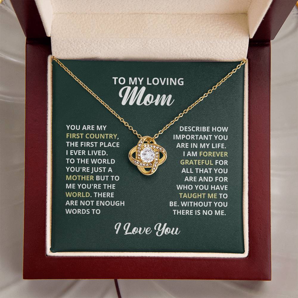 To My Loving Mom Necklace. Gift For Mom Mom Birthday Gift Mother's Day Gift Love Knot Necklace