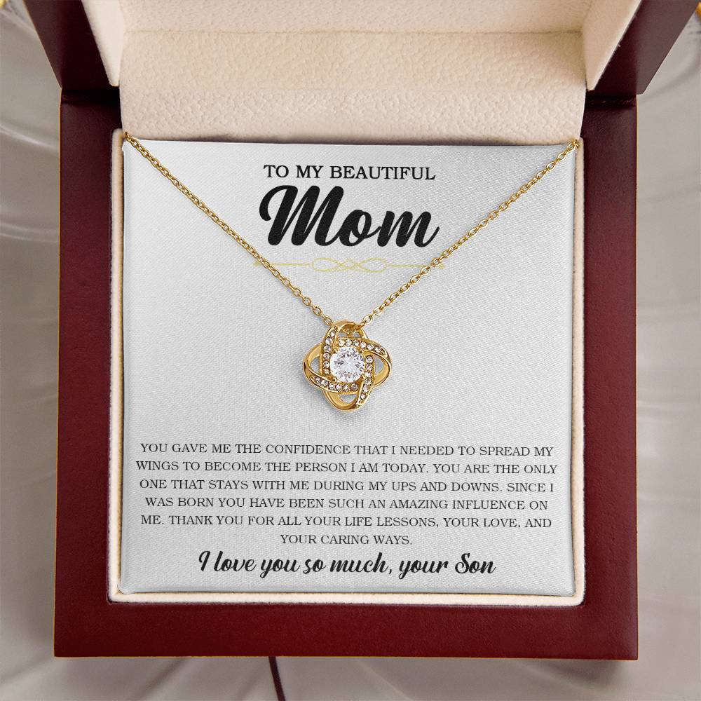 To My Beautiful Mom Necklace Gift For Mom From Son Mother's Day Gift Sentimental Gift Birthday Gift Love Knot Necklace