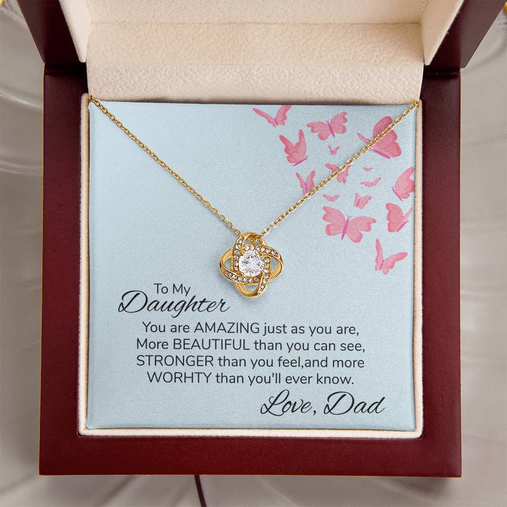 To My Daughter Necklace Gift From Dad Mothers Day Gift For Daughter From Father Sentimental Jewelry Gifts For Dad Love Knot Necklace