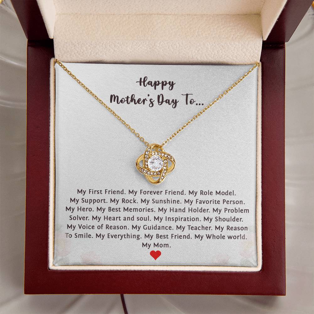 Happy Mother's Day To My First Friend Love Knot Necklace
