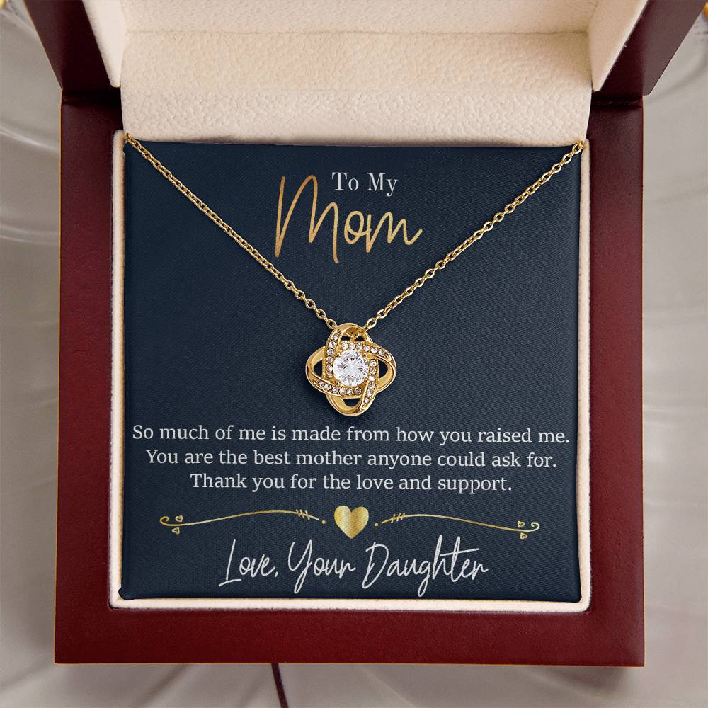 Mom - Thank You - Daughter Love Knot Necklace