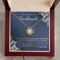 Gift For Your Soulmate - Last Breath Habit Navy Flower Love Knot Necklace Love Knot Necklace