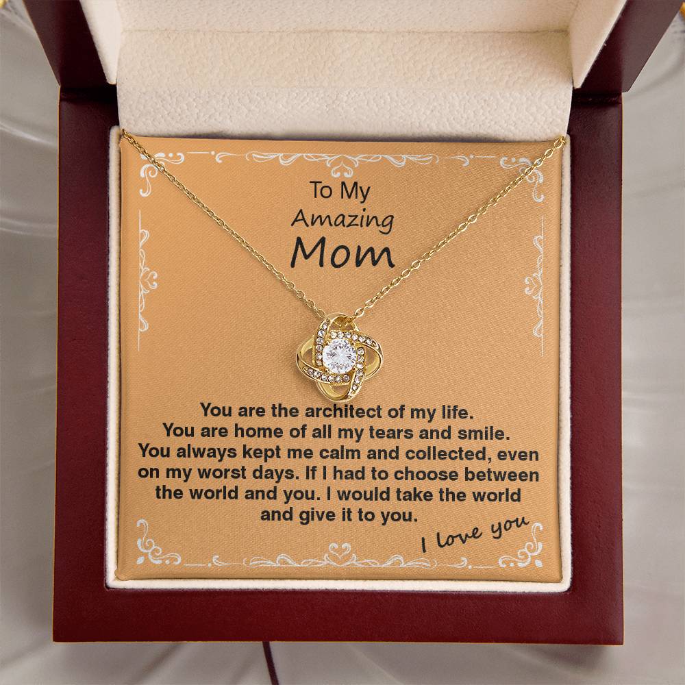 Love Knot Necklace With Architect Of My Life Message Card Love Knot Necklace