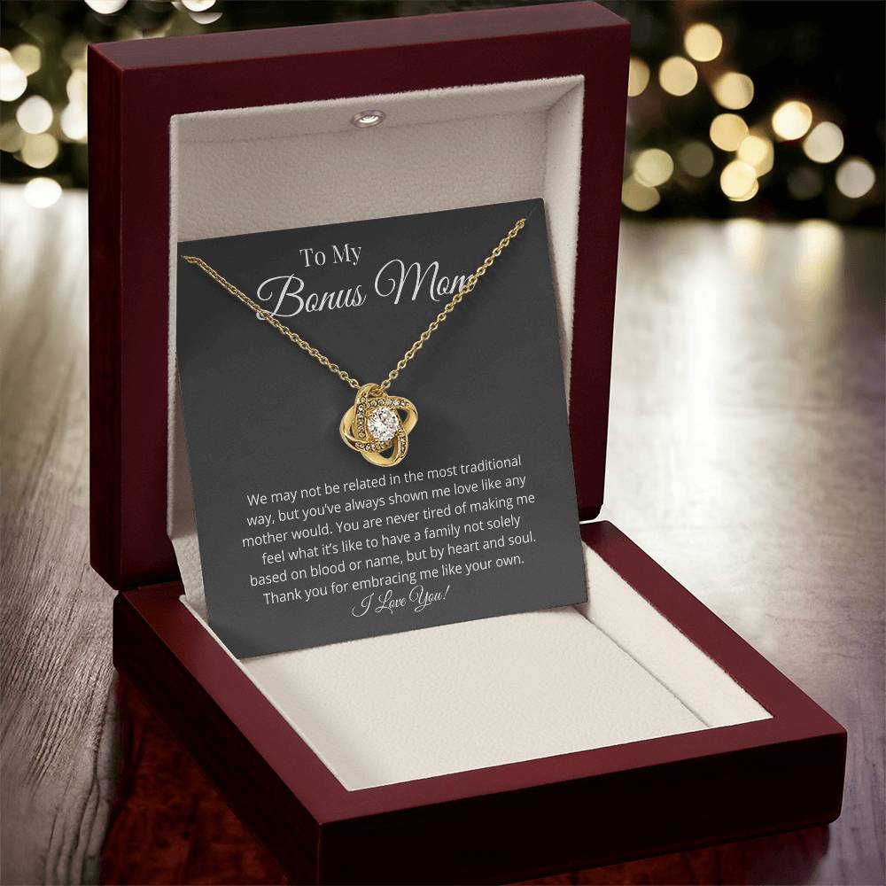 Bonus Mom Thank You Love Knot Necklace
