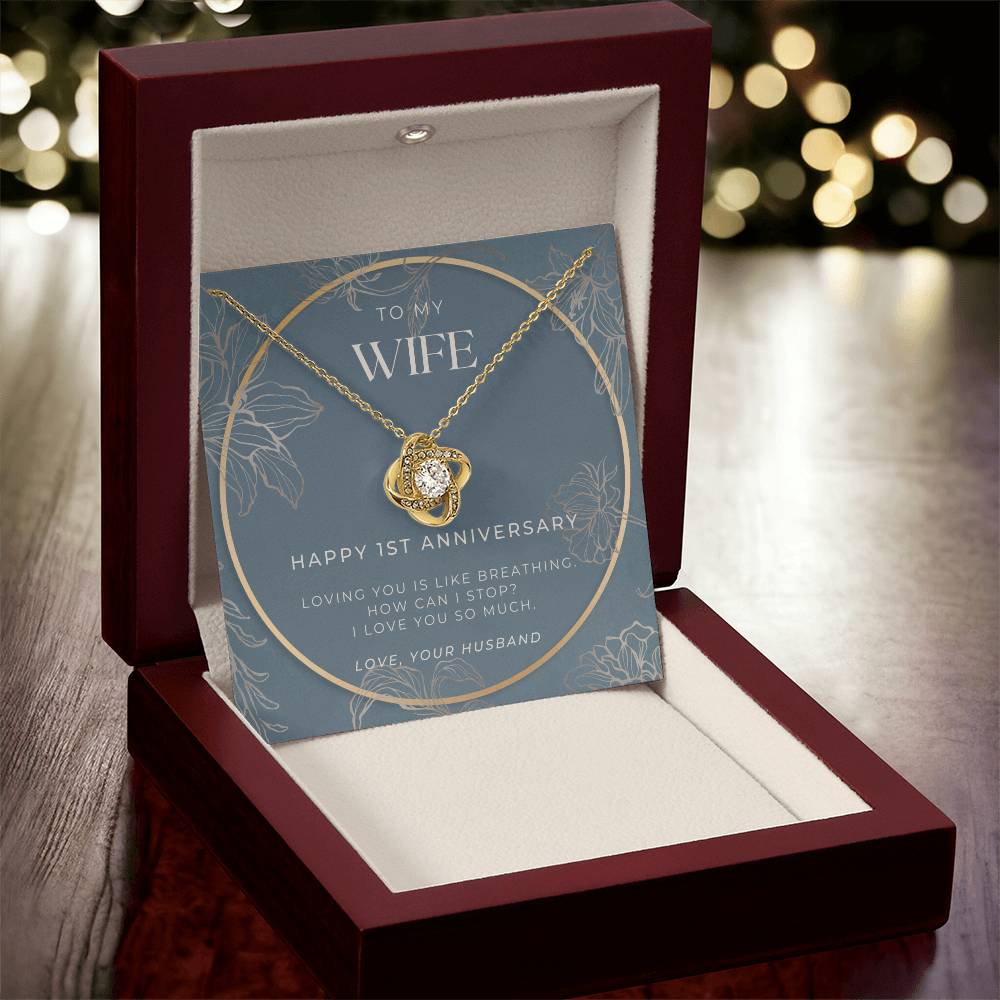 1 Year Anniversary Gift For Wife  1 Year Anniversary Gifts  1 Year Wedding Anniversary Gift Ideas  1St Wedding Anniversary Gift F(12) Love Knot Necklace