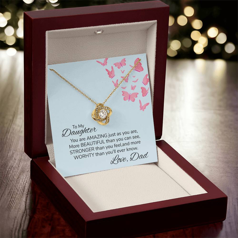 To My Daughter Necklace Gift From Dad Mothers Day Gift For Daughter From Father Sentimental Jewelry Gifts For Dad Love Knot Necklace