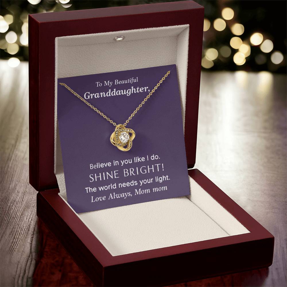 To My Beautiful Granddaughter Love Knot Necklace