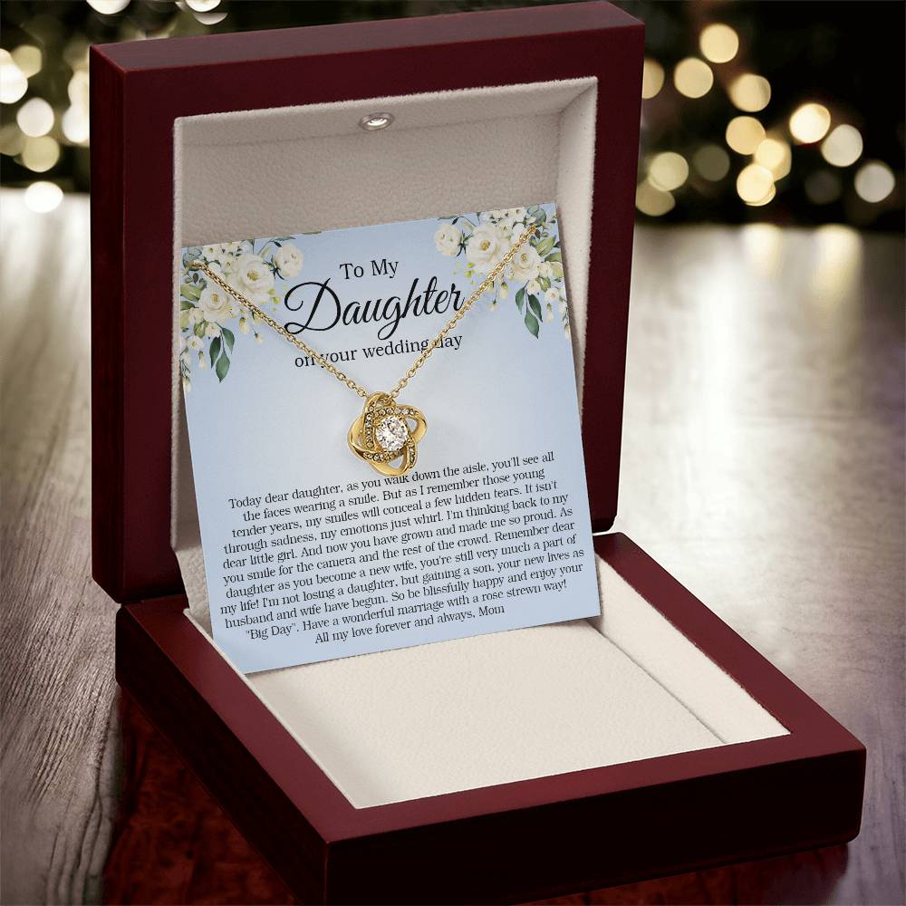 To My Daughter On Your Wedding Day Gift For Daughter On Wedding Day Bride Gift From Mom Daughter Wedding Necklace Love Knot Necklace