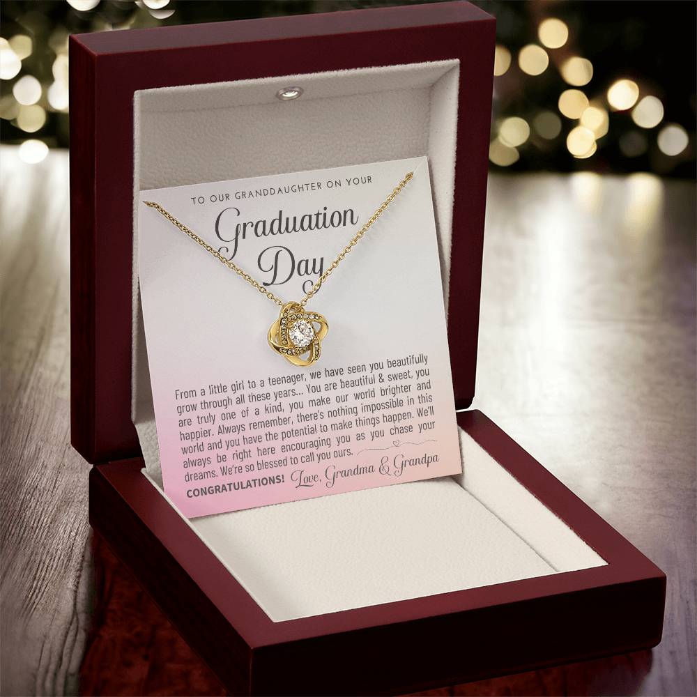 Granddaughter Graduation Gift From Grandma & Grandpa Gift For Granddaughter Graduation Granddaughter Graduation Necklace Lov Love Knot Necklace