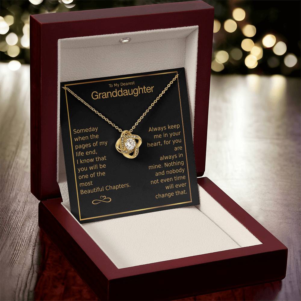 To My Dearest Granddaughter Love Knot Necklace Love Knot Necklace
