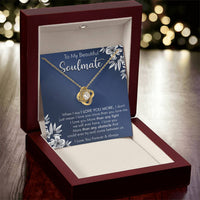 Gift For Your Soulmate Love You More Navy Flower Love Knot Necklace Love Knot Necklace