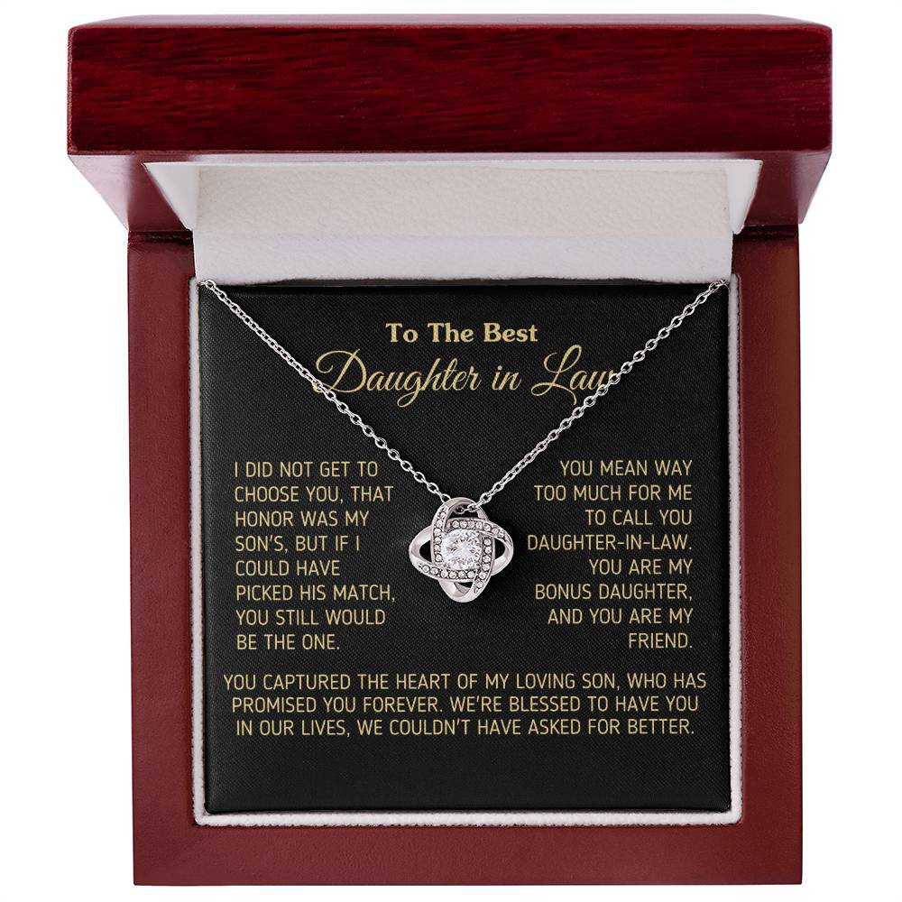 Gift for Daughter In Law You Are My Bonus Daughter, You Are My Friend Necklace Love Knot Necklace