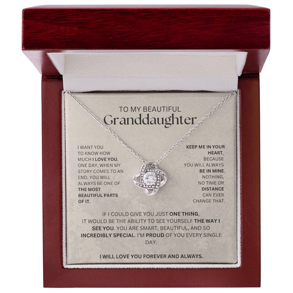 To My Beautiful  Granddaughter Love Knot Necklace