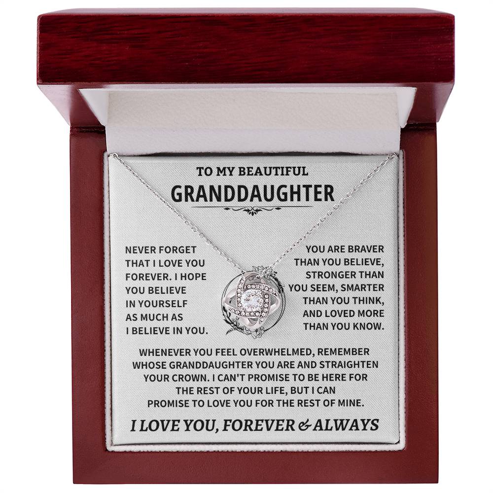 Beautiful Granddaughter Gift Love Knot Necklace