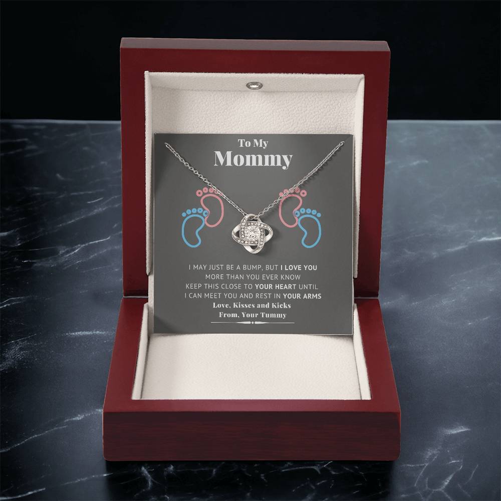 To My Mommy Baby Feet Heart First Time Mom Mom To Be Baby Shower Gift Expecting Mother Pendant Necklace Gift Set New Mom Gender  Love Knot Necklace