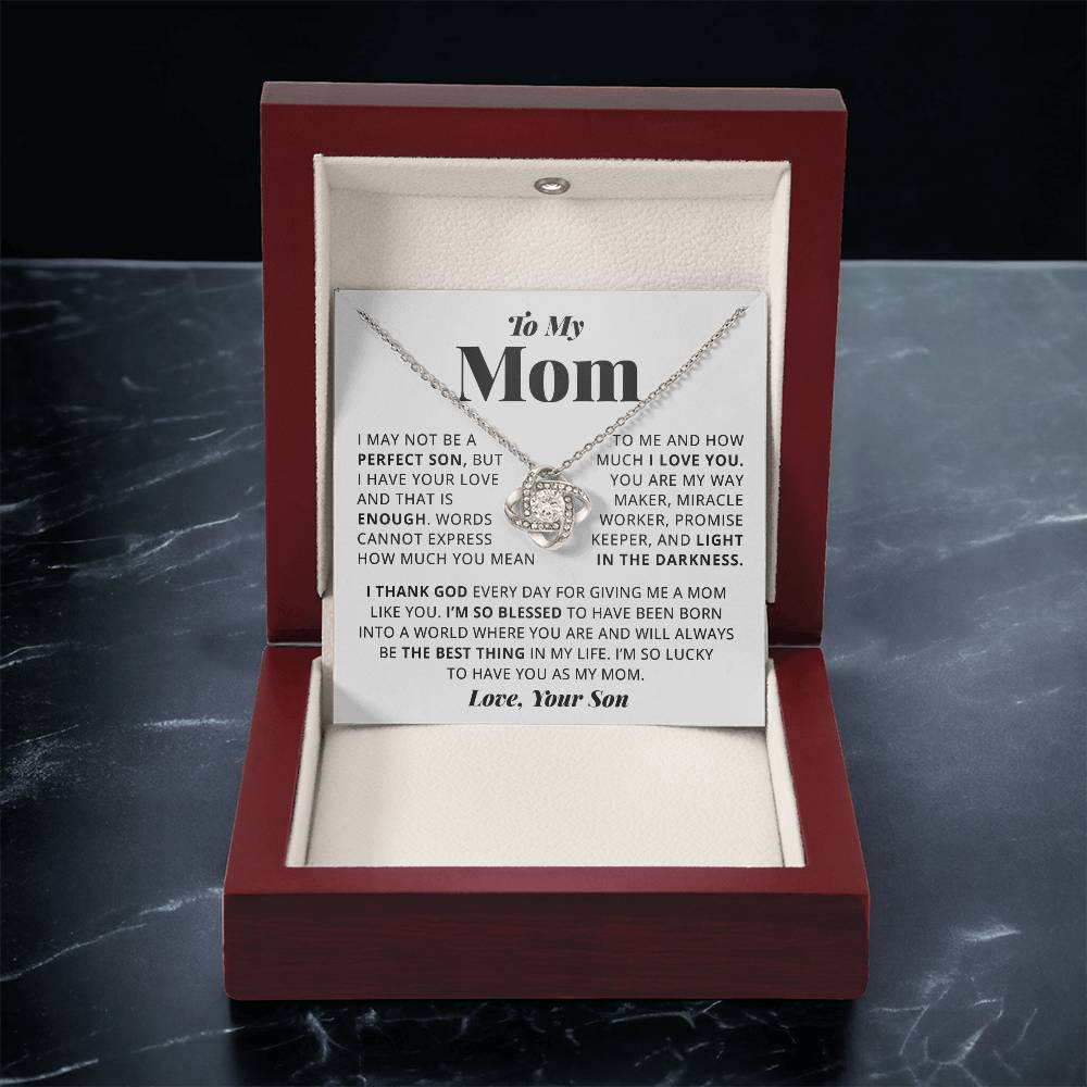 To My Mom - Heart Melt Message Love Knot Necklace Love Knot Necklace