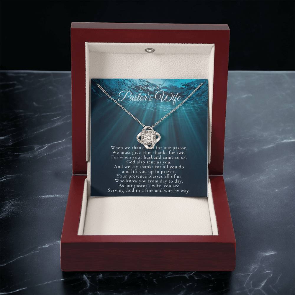 Pastors Wife Appreciation Gift Necklace Bible Study Gift Christmas Present For Pastors Wife Best Preacher Wife Gift Priest Wife Gift Love Knot Necklace