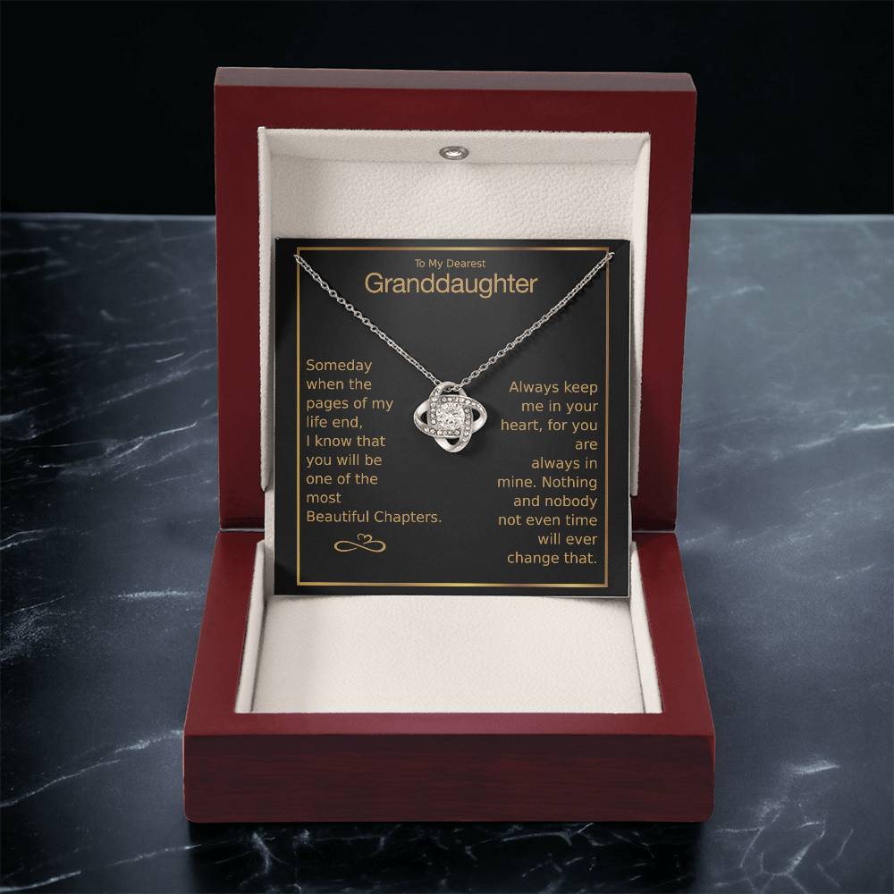 To My Dearest Granddaughter Love Knot Necklace Love Knot Necklace