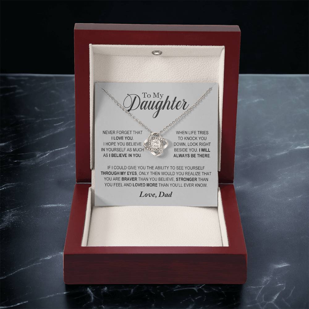 Daughter - Loved More Than You'll Ever Know - Ne Love Knot Necklace