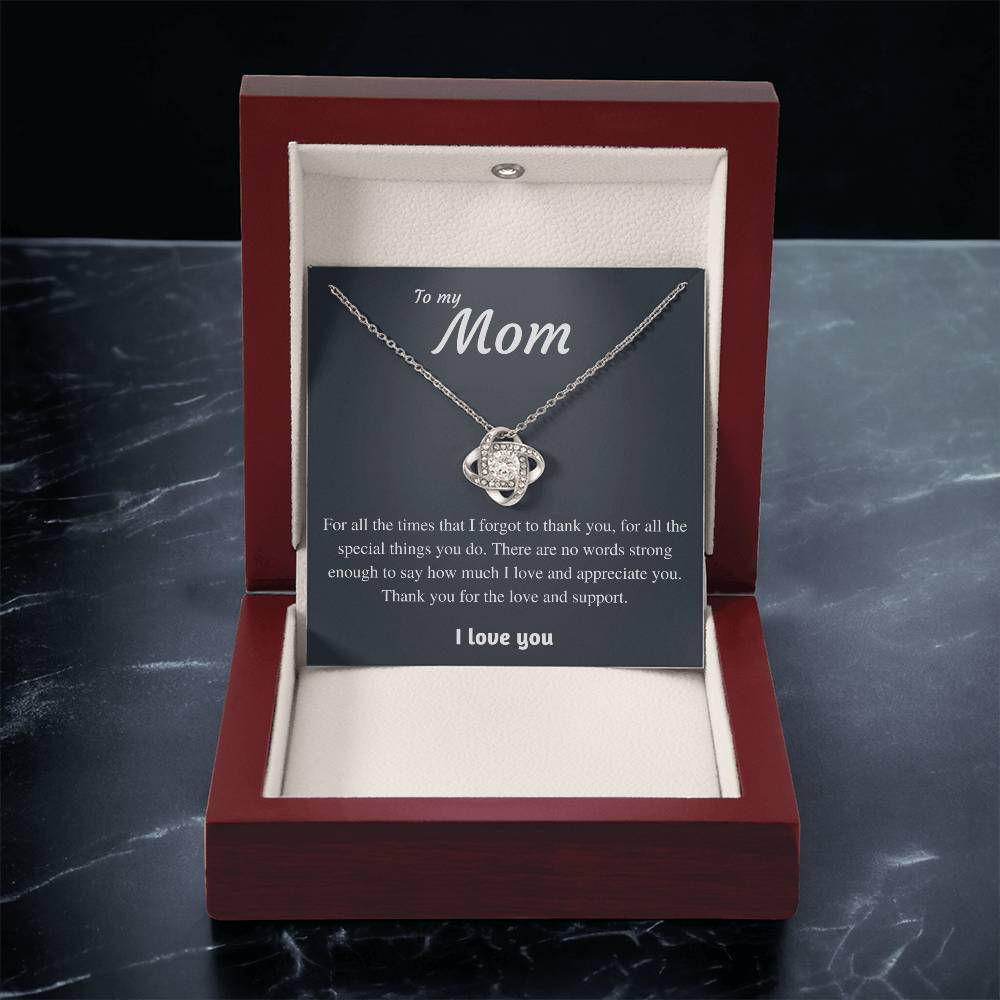 To My Mom - Thank You 1 Love Knot Necklace