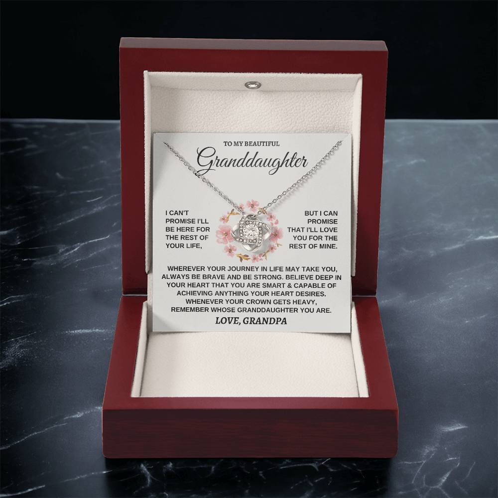 To My Beautiful Granddaughter Necklace Gift For Granddaughter From Grandpa Granddaughter Birthday Graduation Jewelry Gift Love Knot Necklace