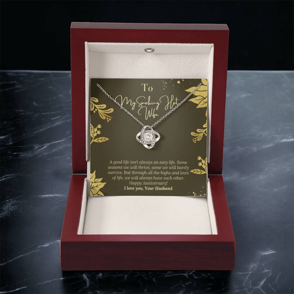 Happy Anniversary To Wife With Message Card From Husband To Wife Happy Anniversary Gift Jewelry For Wife Necklace Gift Fo Love Knot Necklace