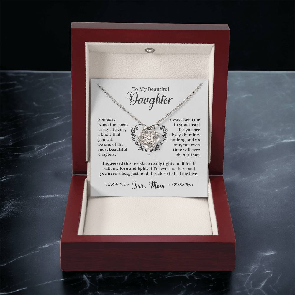 To My Beautiful Daughter - Keep Me In Your Heart - Love Knot Necklace Love Knot Necklace