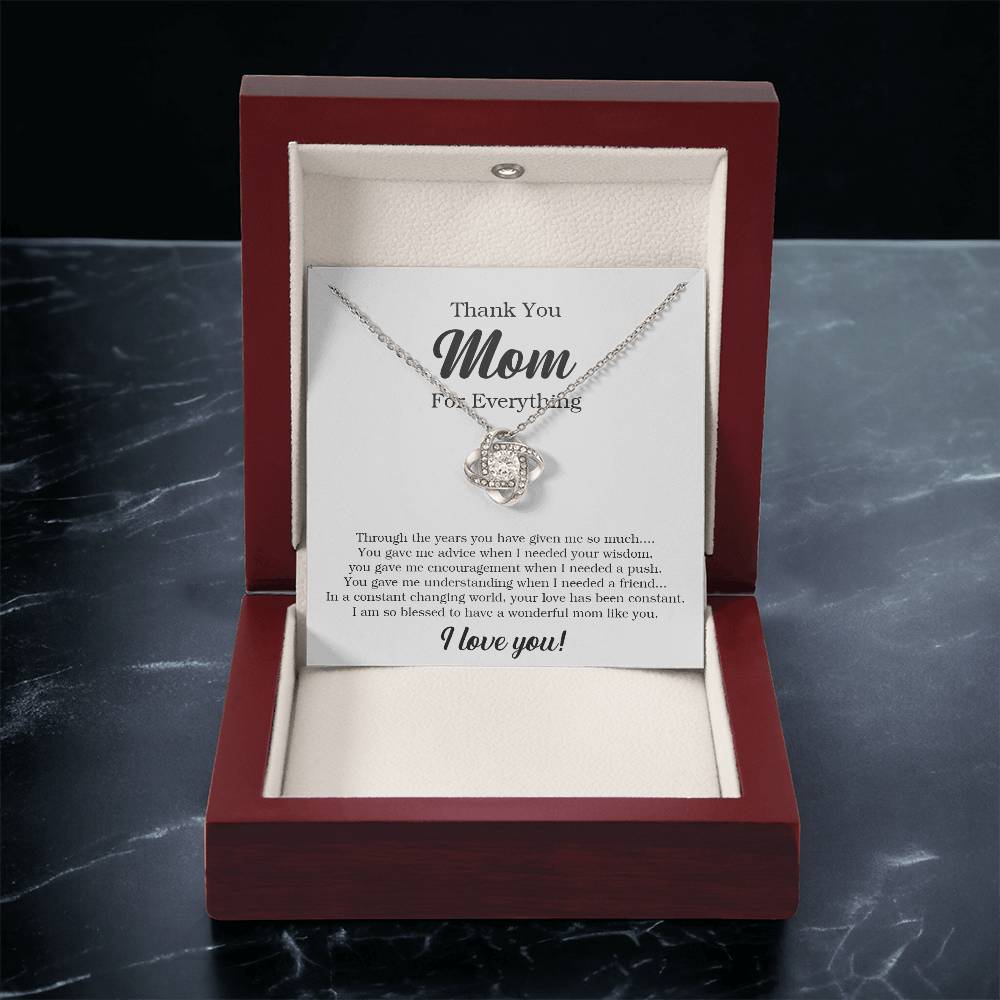 Thank You Mom Necklace Mother's Day Gift From Daughter Son To Mom Mom Necklace Mom Birthday Gift Love Knot Necklace