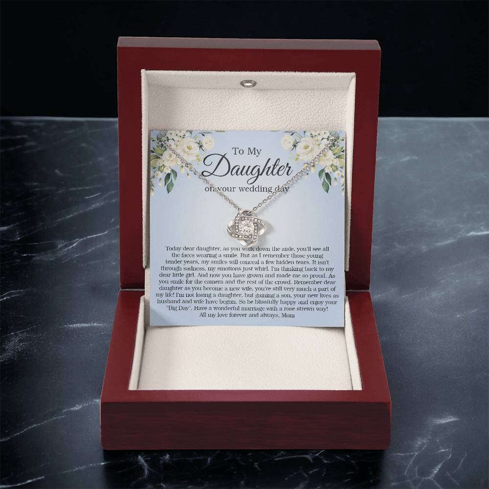 To My Daughter On Your Wedding Day Gift For Daughter On Wedding Day Bride Gift From Mom Daughter Wedding Necklace Love Knot Necklace