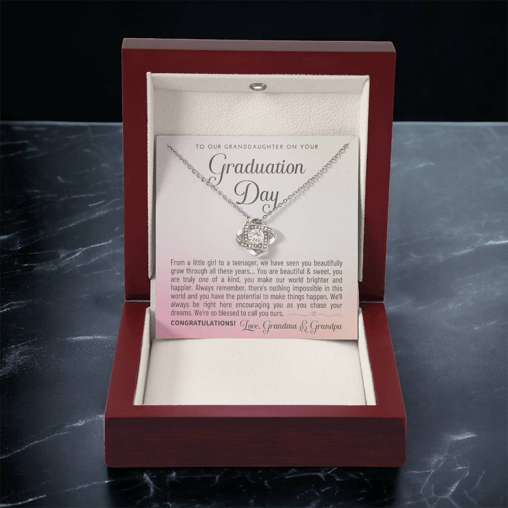 Granddaughter Graduation Gift From Grandma & Grandpa Gift For Granddaughter Graduation Granddaughter Graduation Necklace Lov Love Knot Necklace