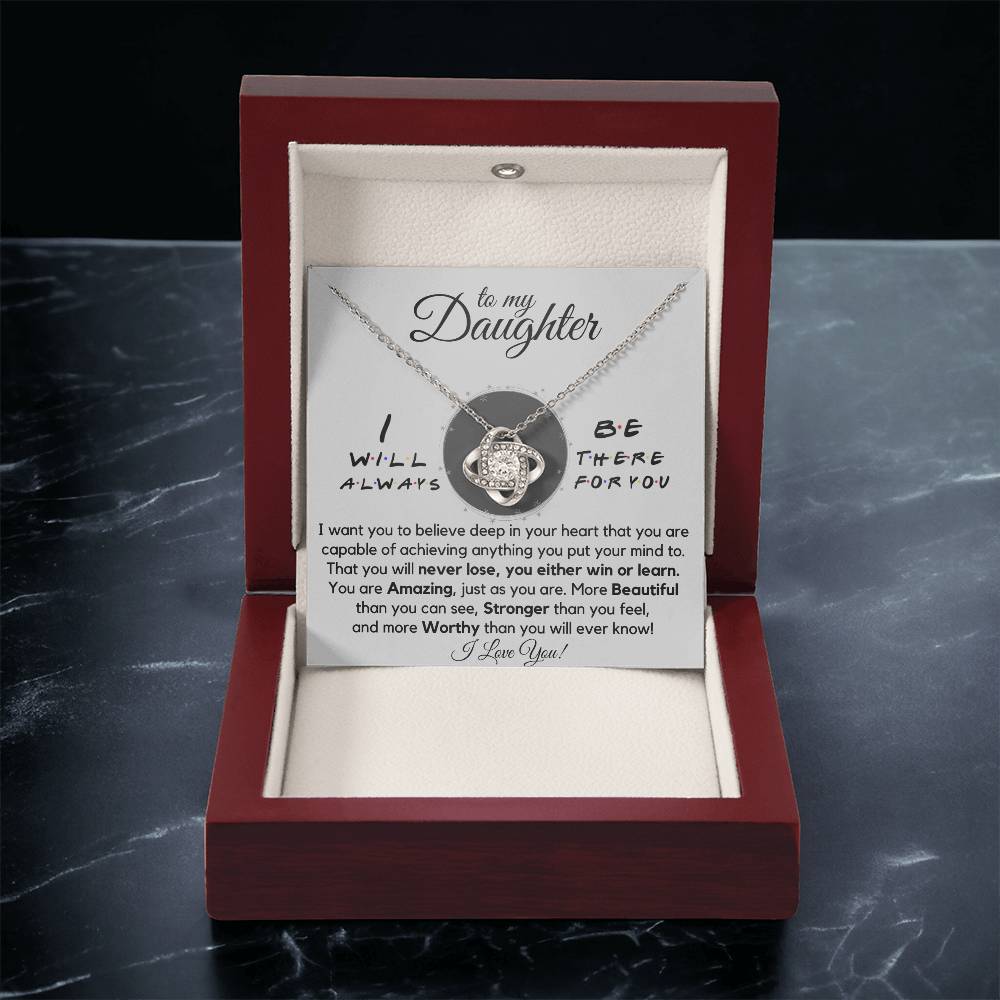 To My Daughters - Always There For You - Gift Ne Love Knot Necklace